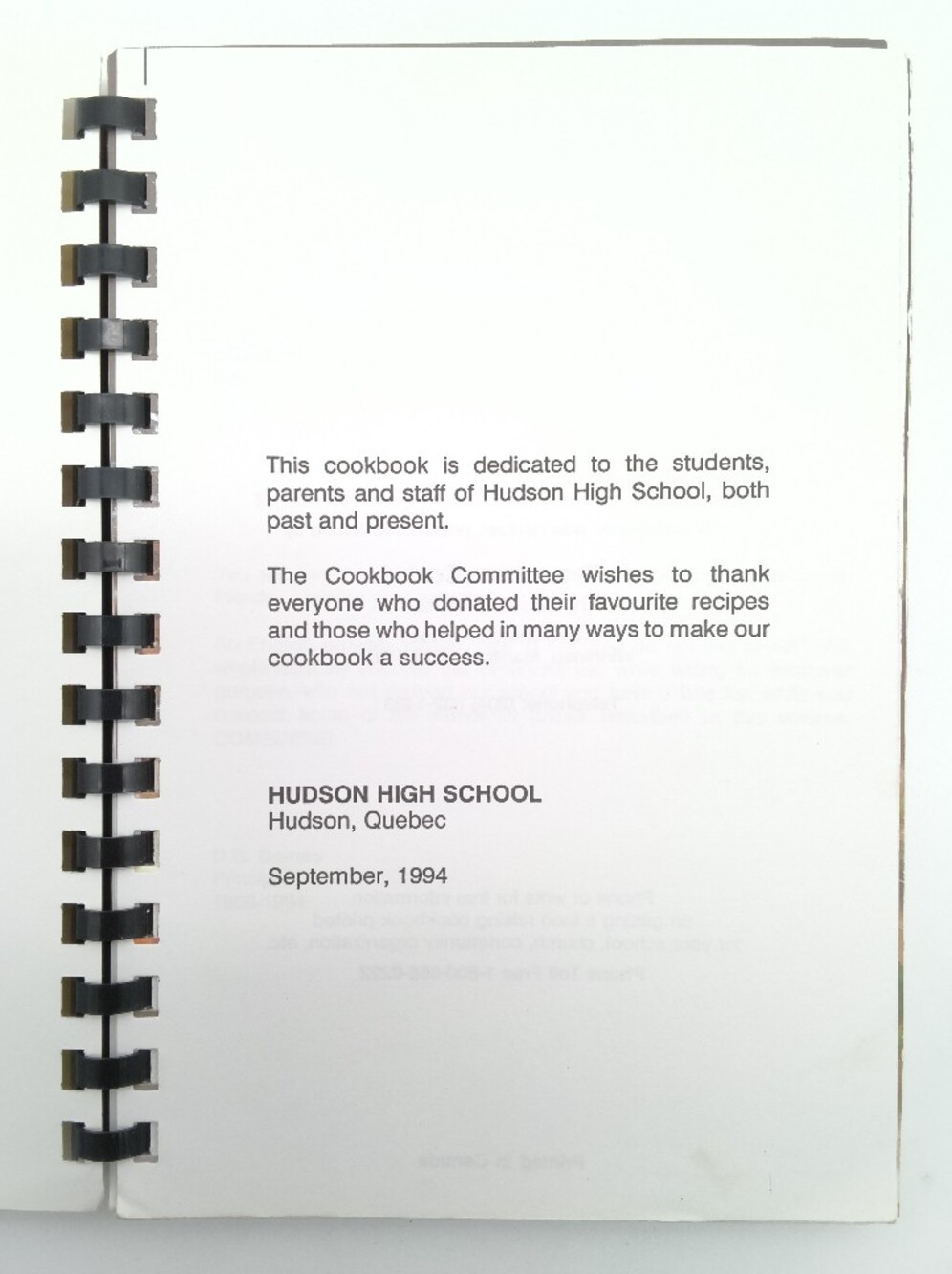 Vintage Hudson High School 75th Anniversary Cookbook 1919-1994 Quebec Canada - Picture 4 of 13